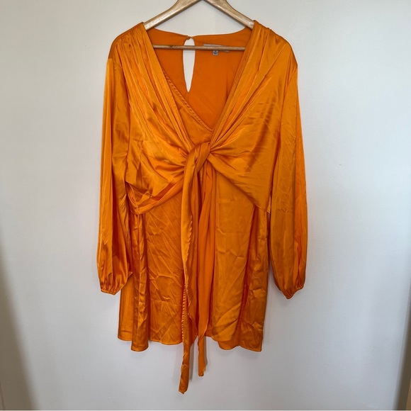 One One Six Orange Front tie Satin Mini Dress Women Size Medium - Picture 4 of 9